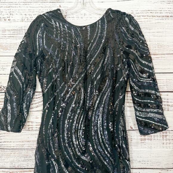 Express Silver and Black Sequin Mini Dress, EUC, Size 2, MSRP $128 - Picture 4 of 14